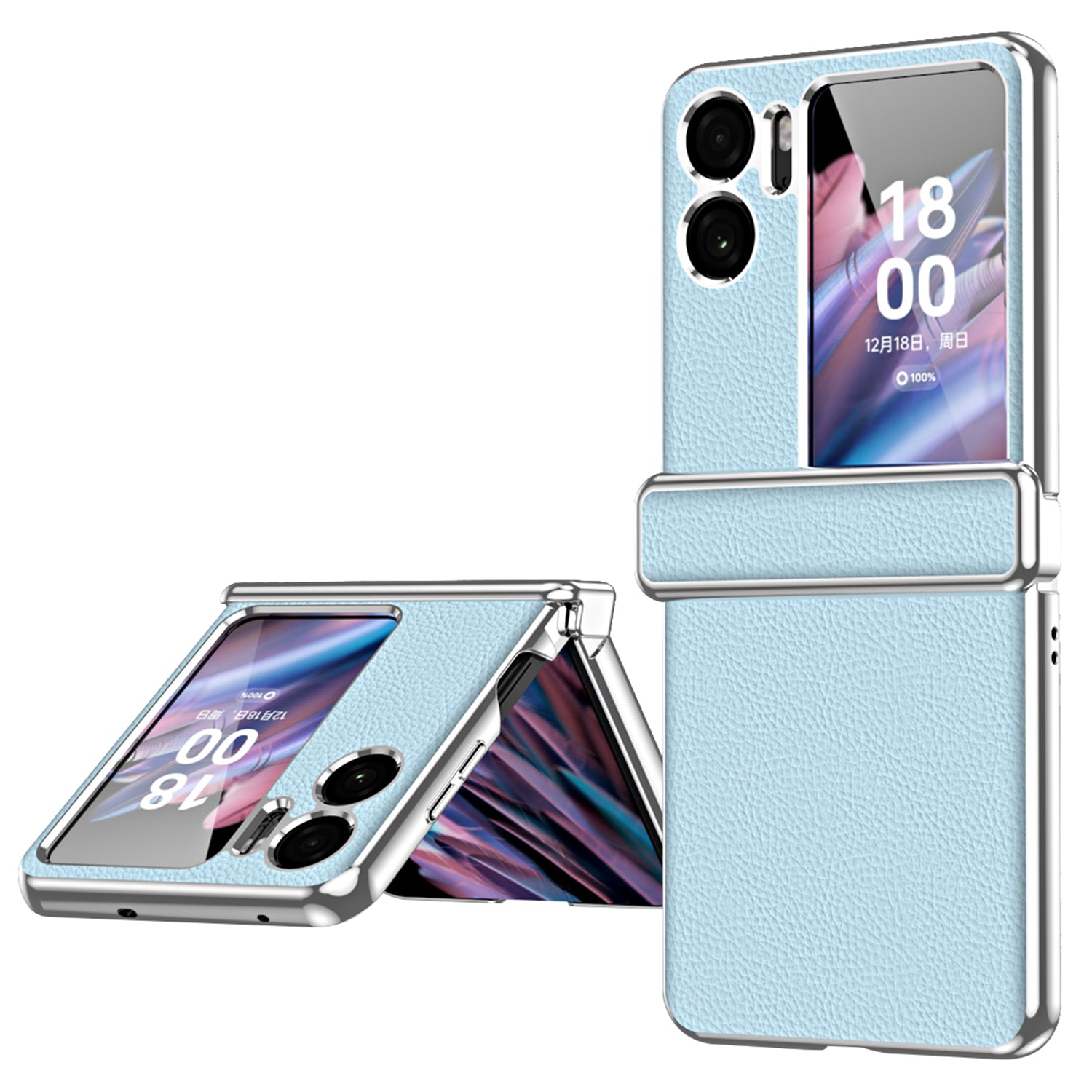 For Oppo Find N2 Flip 5G Litchi Texture PU Leather Coated PC Drop-proof Cover Electroplated Phone Case For Oppo Find N2 Flip 5G Litchi Texture PU Leather Coated PC Drop-proof Cover Electroplated Phone Case